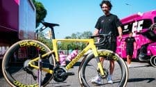 Explore the custom Ben Healy Tour de France bike build featuring a yellow LAB71 SuperSix EVO frame designed for performance.