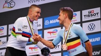 Watch Remco Evenepoel's historic ride at the World Championships Time Trial, securing gold against tough competitors.