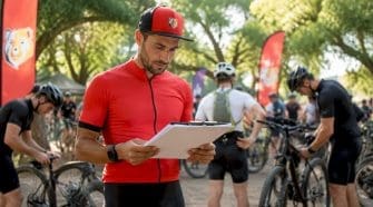 Event organizer checking gravel race categories