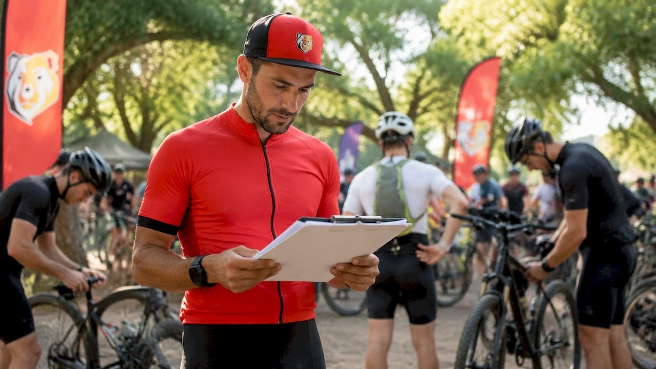 Event organizer checking gravel race categories