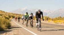Cyclists riding gran fondo at the Mammoth Gran Fondo.